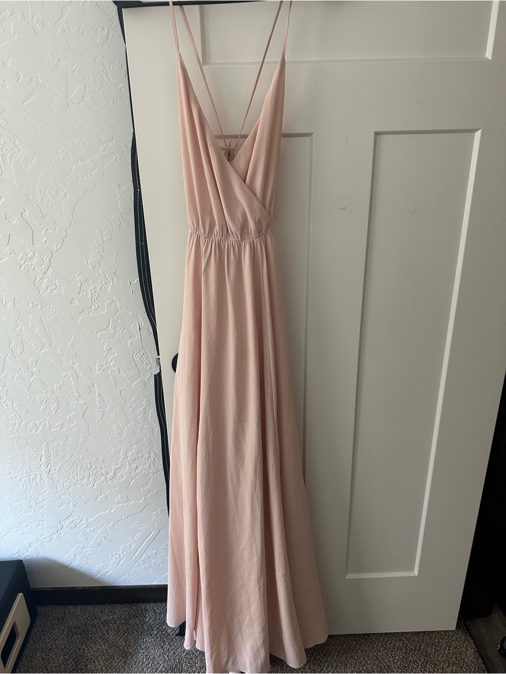 Cream Blush Pink Spaghetti Strap Maxi Dress- Size S